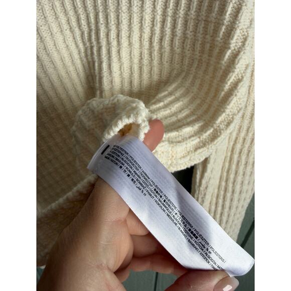 Mango MNG Textured Knit Cardigan Cream White Button Front Women’s Size XL - Picture 6 of 6